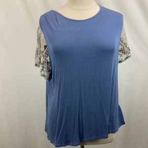 Lace back blue t shirt jersey 2X